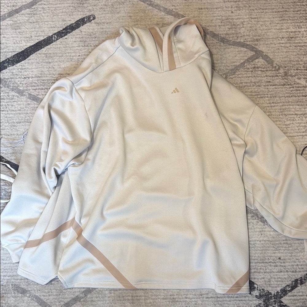 Adidas Cream Hoodie with Tan Accents